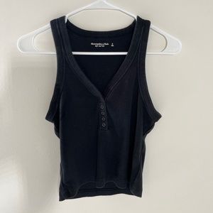 Abercrombie & Fitch Soft Rib Tank w/ Snap Button Front Size S Black